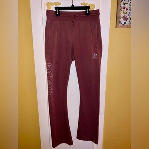 Adidas Y2K 90’s Women’s Brown Flare Rhinestone Logo Bling Sweatpants